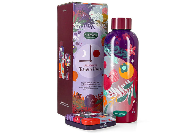 BOTTIGLIA TERMICA CON SCRIGNO PORTA TISANE - ALL DAY COLLECTION - NEAVITA